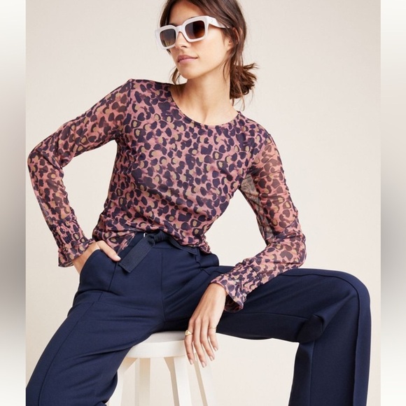 Anthropologie Poetic Woods Carey Mesh Top Purple Size SMALL - Picture 2 of 14